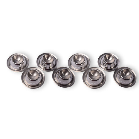 Stijlvolle RVS 2x Pasen  Eierdopjes Set van 8 - Luxe Rondvormige Eierhouders in Zilver, 8.5 cm diameter, 3.5 cm hoog, 300gm Stijlvolle RVS 2x Pasen  Eierdopjes Set van 8 - Luxe Rondvormige Eierhouders in Zilver, 8.5 cm diameter, 3.5 cm hoog, 300gm