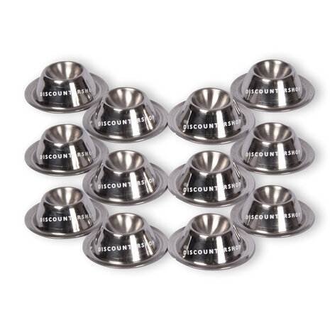 Stijlvolle RVS 3x Pasen Eierdopjes Set van 12 - Luxe Rondvormige Eierhouders in Zilver, 8.5 cm diameter, 3.5 cm hoog, 300gm Stijlvolle RVS 3x Pasen Eierdopjes Set van 12 - Luxe Rondvormige Eierhouders in Zilver, 8.5 cm diameter, 3.5 cm hoog, 300gm