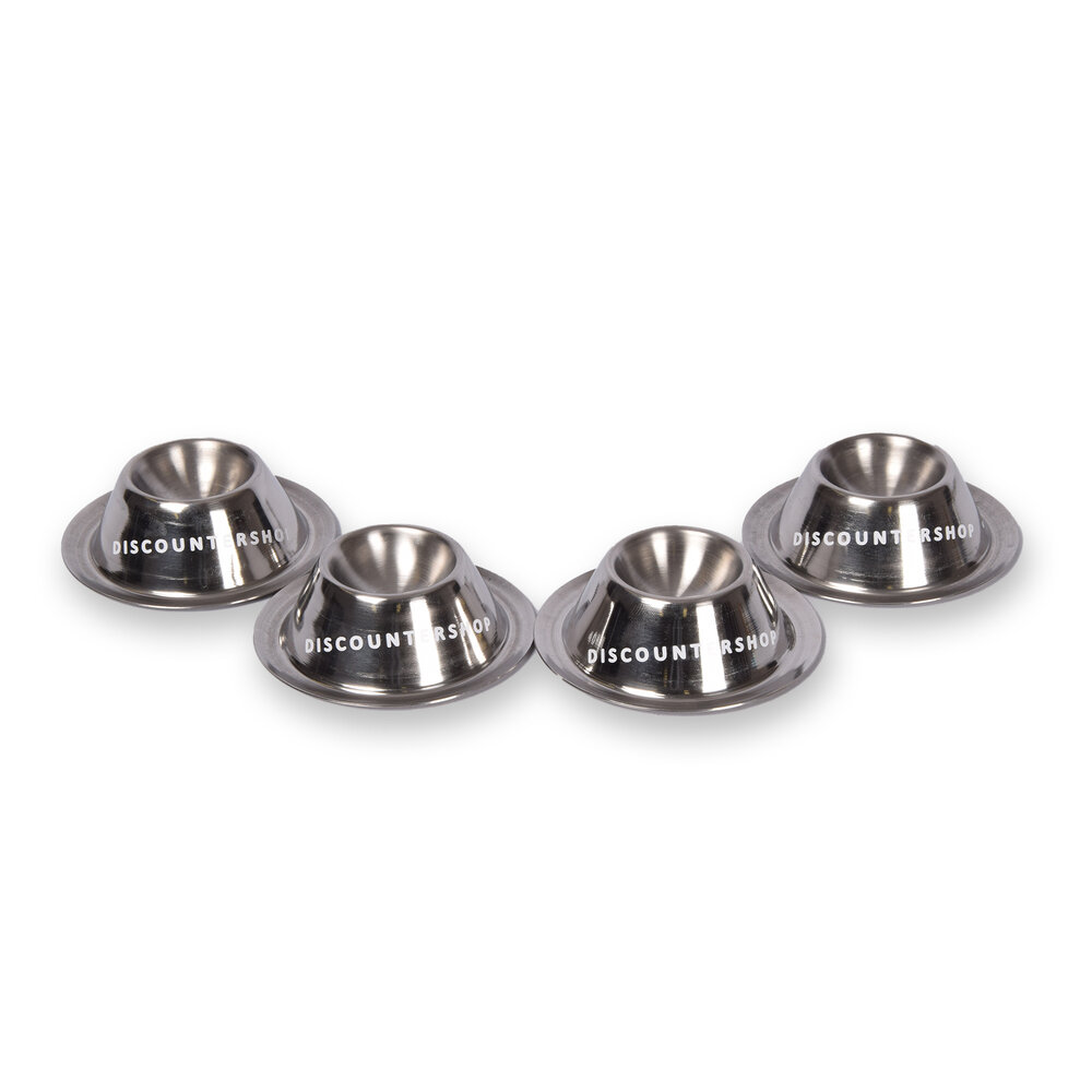 Stijlvolle RVS 1x Pasen Eierdopjes Set van 4 - Luxe Rondvormige Eierhouders in Zilver, 8.5 cm diameter, 3.5 cm hoog, 150gm Stijlvolle RVS 1x Pasen Eierdopjes Set van 4 - Luxe Rondvormige Eierhouders in Zilver, 8.5 cm diameter, 3.5 cm hoog, 150gm