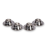 Stijlvolle RVS 1x Pasen Eierdopjes Set van 4 - Luxe Rondvormige Eierhouders in Zilver, 8.5 cm diameter, 3.5 cm hoog, 150gm Stijlvolle RVS 1x Pasen Eierdopjes Set van 4 - Luxe Rondvormige Eierhouders in Zilver, 8.5 cm diameter, 3.5 cm hoog, 150gm