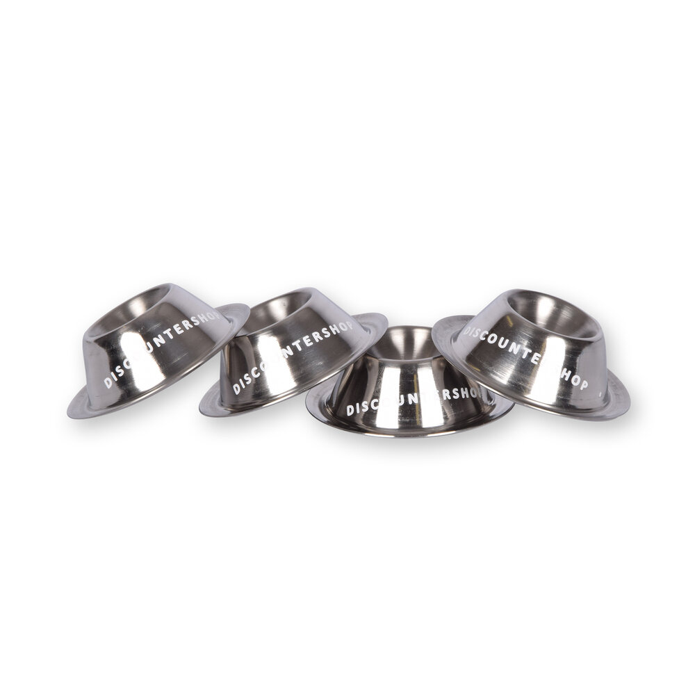 Stijlvolle RVS 1x Pasen Eierdopjes Set van 4 - Luxe Rondvormige Eierhouders in Zilver, 8.5 cm diameter, 3.5 cm hoog, 150gm Stijlvolle RVS 1x Pasen Eierdopjes Set van 4 - Luxe Rondvormige Eierhouders in Zilver, 8.5 cm diameter, 3.5 cm hoog, 150gm