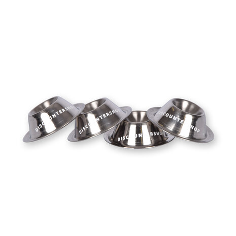 Stijlvolle RVS 1x Pasen Eierdopjes Set van 4 - Luxe Rondvormige Eierhouders in Zilver, 8.5 cm diameter, 3.5 cm hoog, 150gm Stijlvolle RVS 1x Pasen Eierdopjes Set van 4 - Luxe Rondvormige Eierhouders in Zilver, 8.5 cm diameter, 3.5 cm hoog, 150gm