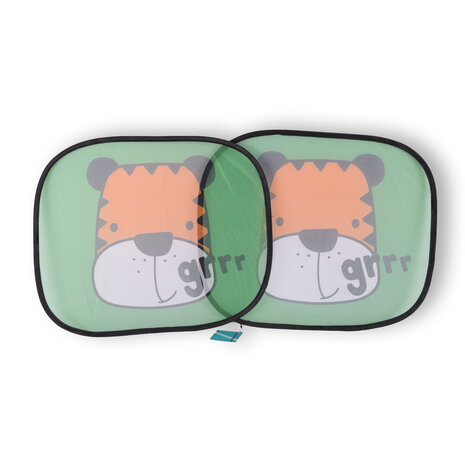 Discountershop Hoogwaardige Zonwering op Maat | Zonneschermen | Autoaccessoires | Zijruiten | Polyester | Groen/Oranje/Wit | 70g | 44cm lengte | 38cm breedte | Met tijgermotief Discountershop Hoogwaardige Zonwering op Maat | Zonneschermen | Autoaccessoires | Zijruiten | Polyester | Groen/Oranje/Wit | 70g | 44cm lengte | 38cm breedte | Met tijgermotief