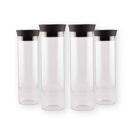 Discountershop 4x Stijlvolle Transparante Borosilicat Glazen Schenkkan | Schenkkan, Karaf, Schenkkannetje - Inhoud 4 Liter Lengte 27 cm – diameter 8cm Discountershop 4x Stijlvolle Transparante Borosilicat Glazen Schenkkan | Schenkkan, Karaf, Schenkkannetje - Inhoud 4 Liter Lengte 27 cm – diameter 8cm