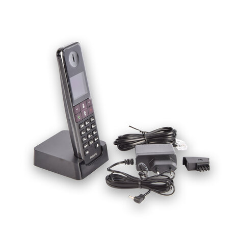 Phillips Black Cordless Phone: Compact Cordless Phone 4.5cm x 2cm x 16.5cm with Philips AAA Batteries, 100-240V Adapter, and Long Standby Time Phillips Black Cordless Phone: Compact Cordless Phone 4.5cm x 2cm x 16.5cm with Philips AAA Batteries, 100-240V Adapter, and Long Standby Time