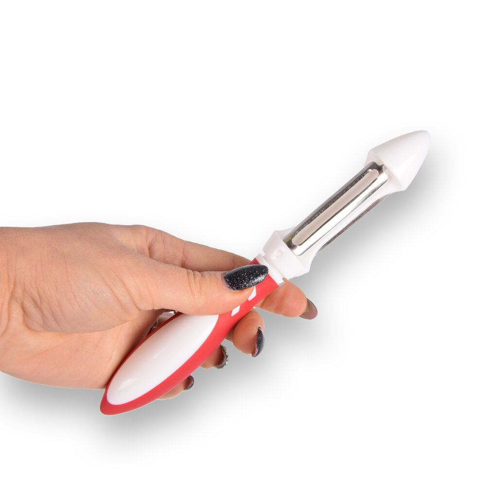 Merkloos Stylish Peeler and Fruit Cutter Set - Plastic and Stainless Steel Kitchen Utensils - 19.5cm x 3cm x 19.5cm Merkloos Stylish Peeler and Fruit Cutter Set - Plastic and Stainless Steel Kitchen Utensils - 19.5cm x 3cm x 19.5cm