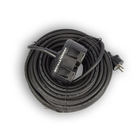 Discountershop Verlengsnoer met 2 stopcontacten 20 meter - verlengkabel met 2 Schuko stopcontacten, dubbele verlenging,2 geaarde contactbus,rubberen kabel voor buiten, IP44, H05RR-F3G 1,5 mm2 Neopreen. Rubber voor buiten. 20 meter , met twee stekker aansluitingen. Discountershop Verlengsnoer met 2 stopcontacten 20 meter - verlengkabel met 2 Schuko stopcontacten, dubbele verlenging,2 geaarde contactbus,rubberen kabel voor buiten, IP44, H05RR-F3G 1,5 mm2 Neopreen. Rubber voor buiten. 20 meter , met twee stekker aansluitingen.