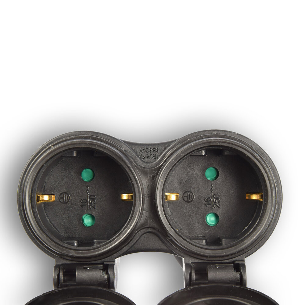 Discountershop Verlengsnoer met 2 stopcontacten 20 meter - verlengkabel met 2 Schuko stopcontacten, dubbele verlenging,2 geaarde contactbus,rubberen kabel voor buiten, IP44, H05RR-F3G 1,5 mm2 Neopreen. Rubber voor buiten. 20 meter , met twee stekker aansluitingen. Discountershop Verlengsnoer met 2 stopcontacten 20 meter - verlengkabel met 2 Schuko stopcontacten, dubbele verlenging,2 geaarde contactbus,rubberen kabel voor buiten, IP44, H05RR-F3G 1,5 mm2 Neopreen. Rubber voor buiten. 20 meter , met twee stekker aansluitingen.