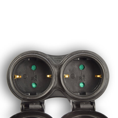 Discountershop Extension cord with 2 sockets 20 meters - extension cable with 2 Schuko sockets, double extension, 2 earthed contact socket, rubber cable for outdoor use, IP44, H05RR-F3G 1.5 mm2 Neoprene. Outdoor rubber. 20 meters, with two plug connections. Discountershop Extension cord with 2 sockets 20 meters - extension cable with 2 Schuko sockets, double extension, 2 earthed contact socket, rubber cable for outdoor use, IP44, H05RR-F3G 1.5 mm2 Neoprene. Outdoor rubber. 20 meters, with two plug connections.