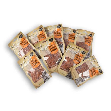 Discountershop 9x Smakelijke Kip Traktatie - Hoogwaardige Traktaties voor Katten - 85g Zak - Met 80% Kip - Zonder Suiker