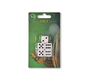 Discountershop High Quality Dice Set of 5 Pieces - Plastic Playing Stones - White/Black - 1.5cm x 1.5cm - 25g Discountershop High Quality Dice Set of 5 Pieces - Plastic Playing Stones - White/Black - 1.5cm x 1.5cm - 25g