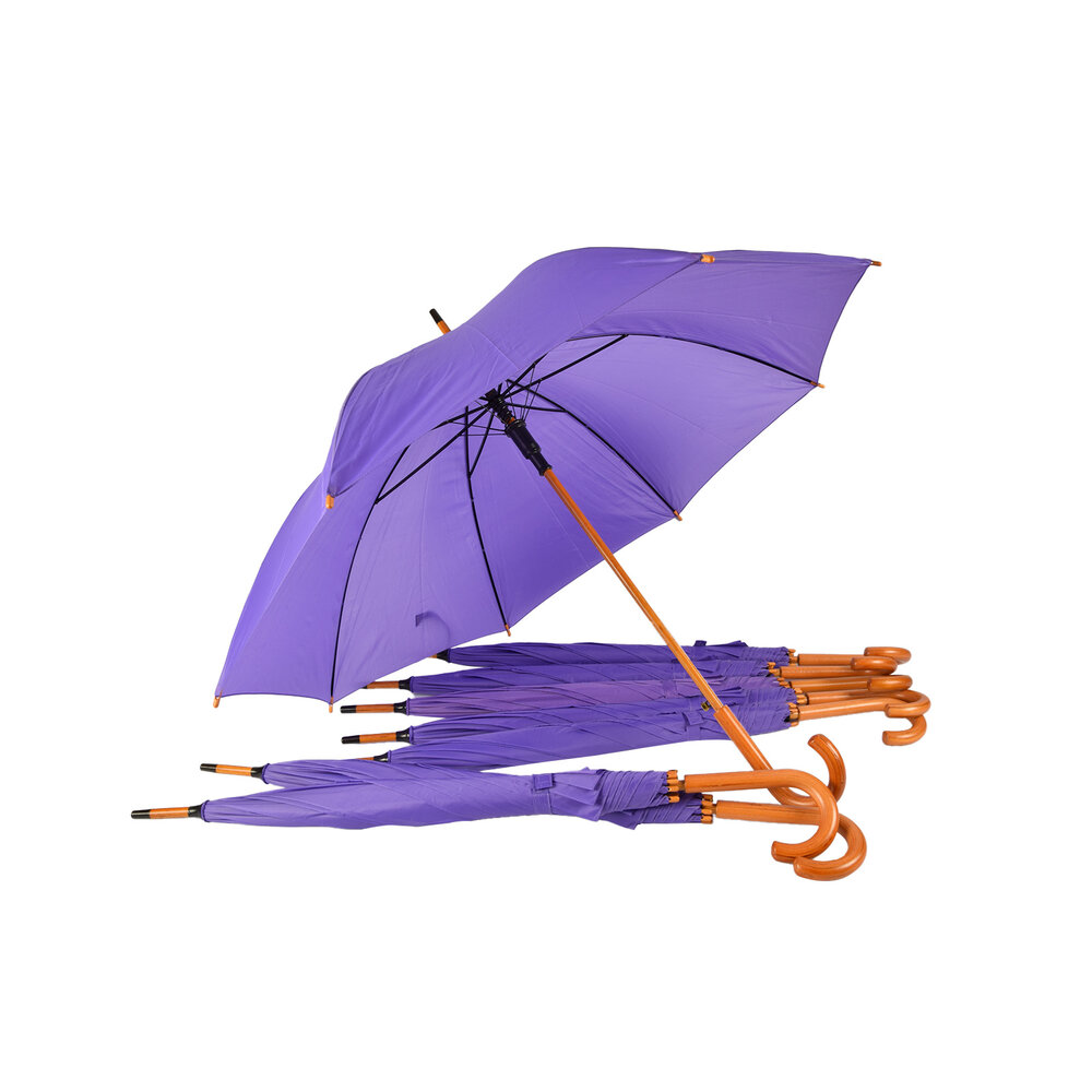 Discountershop 8x Stable Automatic Umbrella - Purple - Wooden Stick and Handle - Material: Polyester and Aluminum - 89x98cm Discountershop 8x Stable Automatic Umbrella - Purple - Wooden Stick and Handle - Material: Polyester and Aluminum - 89x98cm