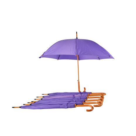 Discountershop 8x Stable Automatic Umbrella - Purple - Wooden Stick and Handle - Material: Polyester and Aluminum - 89x98cm Discountershop 8x Stable Automatic Umbrella - Purple - Wooden Stick and Handle - Material: Polyester and Aluminum - 89x98cm