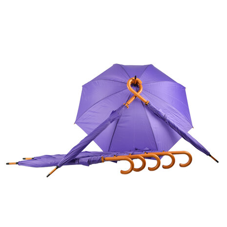 Discountershop 8x Stable Automatic Umbrella - Purple - Wooden Stick and Handle - Material: Polyester and Aluminum - 89x98cm Discountershop 8x Stable Automatic Umbrella - Purple - Wooden Stick and Handle - Material: Polyester and Aluminum - 89x98cm
