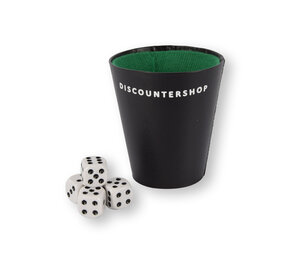 Discountershop Dice Set - 5 plastic game stones with dice cup - Gambling Stones - with a single-point notebook Discountershop Dice Set - 5 plastic game stones with dice cup - Gambling Stones - with a single-point notebook