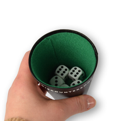 Discountershop Dice Set - 5 plastic game stones with dice cup - Gambling Stones - with a single-point notebook Discountershop Dice Set - 5 plastic game stones with dice cup - Gambling Stones - with a single-point notebook