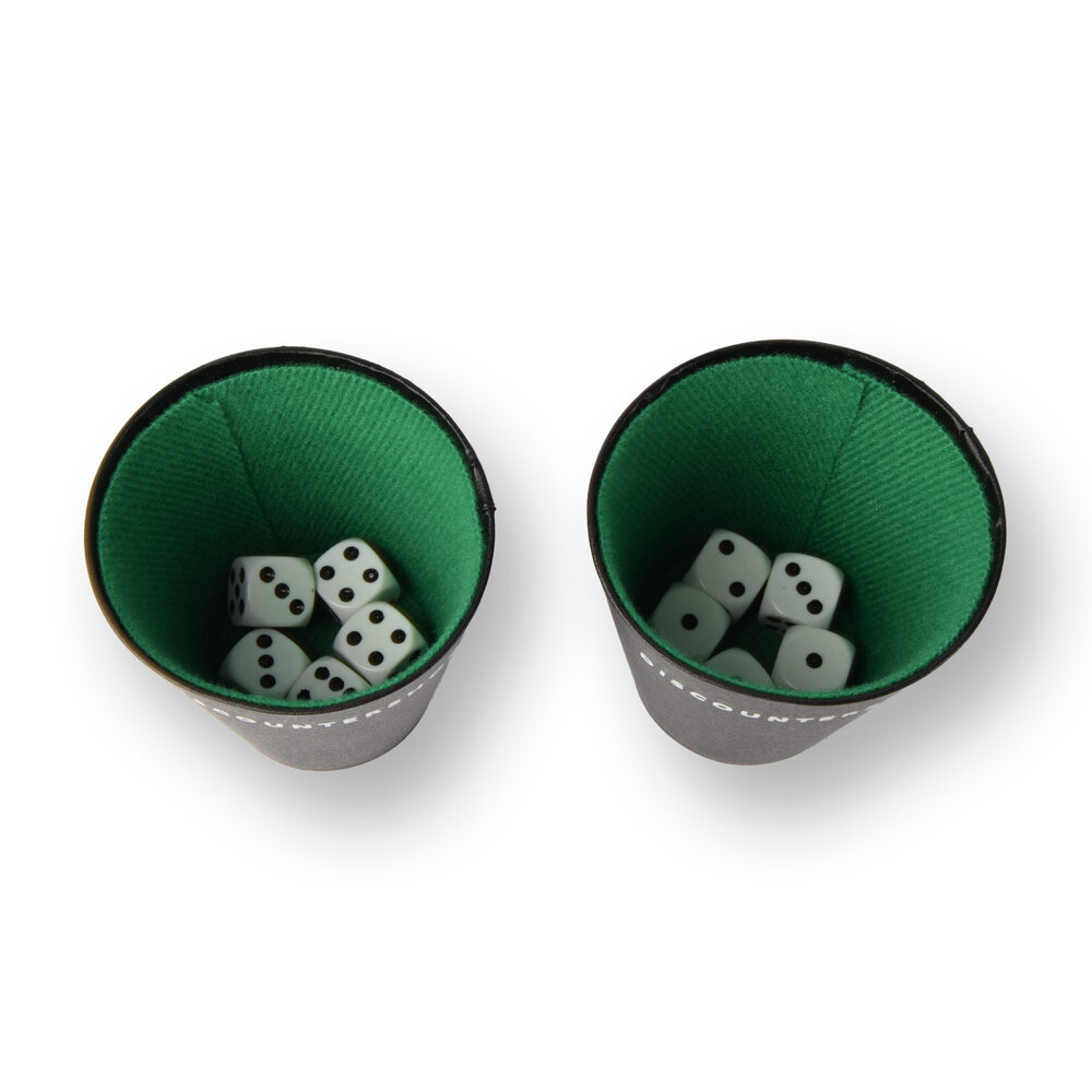 Discountershop Dice Set - 10 Plastic Game Stones with 2 Dice Cups - Gambling Stones - with 2 Single-Point Notebooks