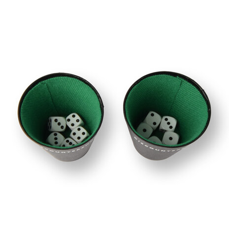 Discountershop Dice Set - 10 Plastic Game Stones with 2 Dice Cups - Gambling Stones - with 2 Single-Point Notebooks