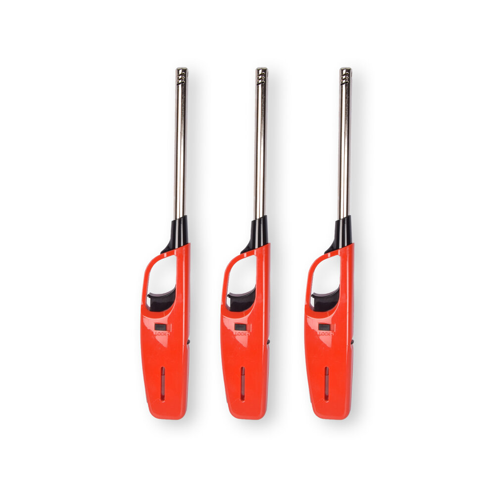 Discountershop Krachtige elektrische aansteker - Gasaansteker - BBQ starter elektrisch | Navulbare aansteker | 3 stuks | Plastic | Rood | 268mm Discountershop Krachtige elektrische aansteker - Gasaansteker - BBQ starter elektrisch | Navulbare aansteker | 3 stuks | Plastic | Rood | 268mm