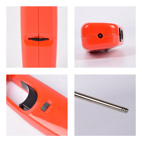 Discountershop Lange BBQ Aansteker 28cm Navulbaar – Rood – Gasaansteker voor Barbecue & Outdoor Gebruik