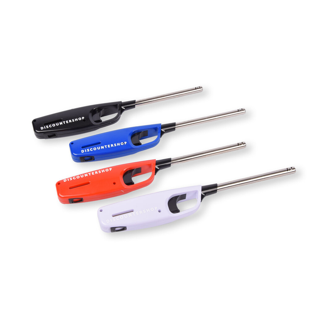 Discountershop Lange BBQ Aansteker 28cm Navulbaar – Rood – Gasaansteker voor Barbecue & Outdoor Gebruik