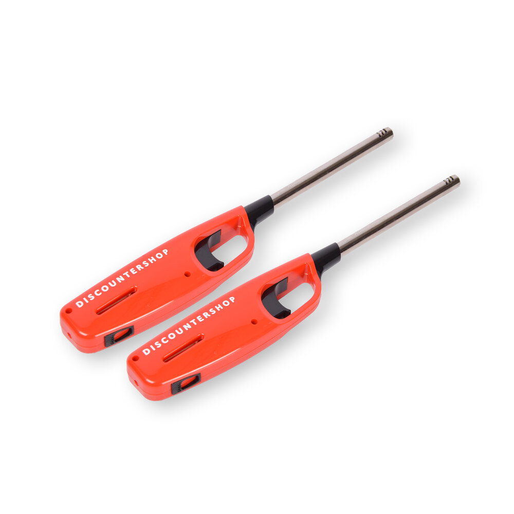Discountershop Powerful electric lighter - Gas lighter - BBQ starter electric | Refillable lighter | 2 pieces | Plastic | Red | 268mm