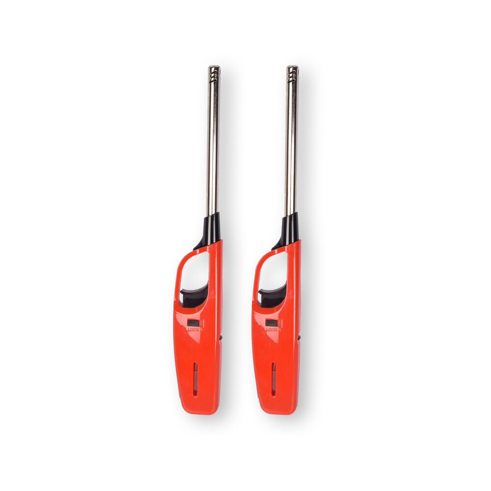 Discountershop Powerful electric lighter - Gas lighter - BBQ starter electric | Refillable lighter | 2 pieces | Plastic | Red | 268mm