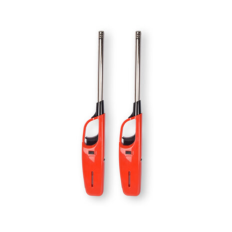 Discountershop Powerful electric lighter - Gas lighter - BBQ starter electric | Refillable lighter | 2 pieces | Plastic | Red | 268mm
