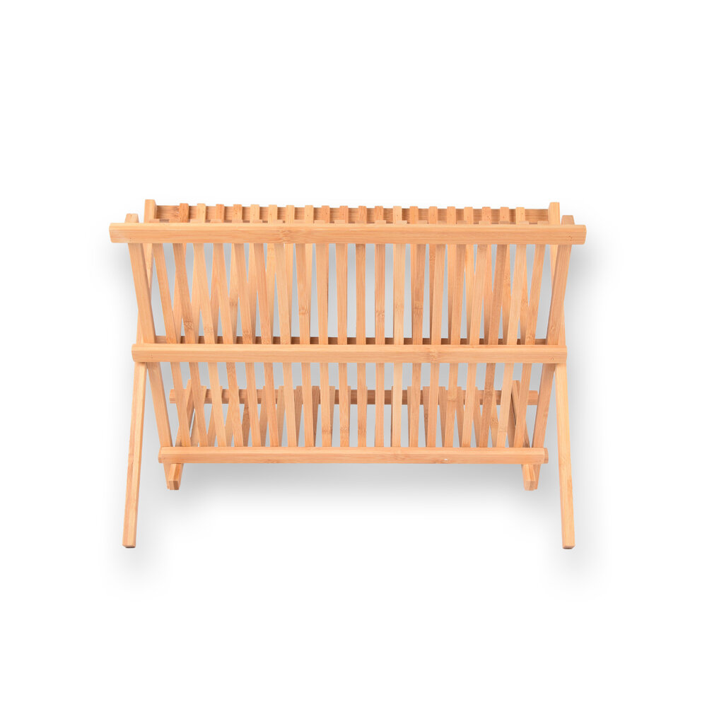 Discountershop Stijlvol Afdruiprekje voor een Georganiseerde Keuken | Opklapbaar - Licht Bruin - Bamboo | 42cm x 26cm x 31cm