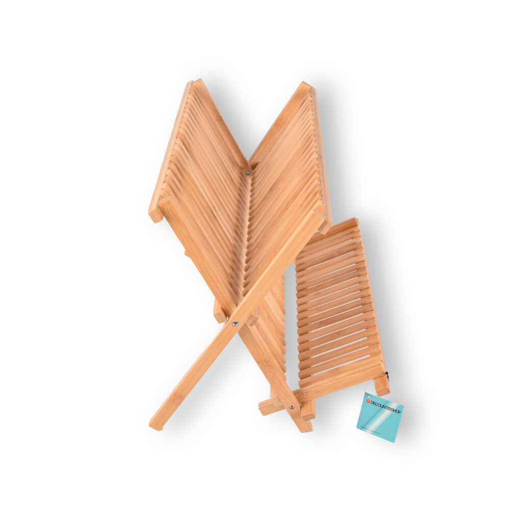 Discountershop Stijlvol Afdruiprekje voor een Georganiseerde Keuken | Opklapbaar - Licht Bruin - Bamboo | 42cm x 26cm x 31cm