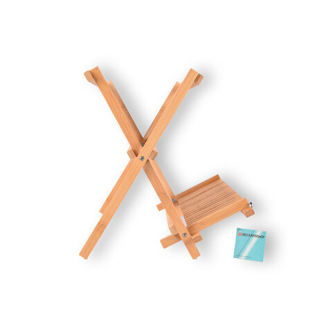 Discountershop Stijlvol Afdruiprekje voor een Georganiseerde Keuken | Opklapbaar - Licht Bruin - Bamboo | 42cm x 26cm x 31cm