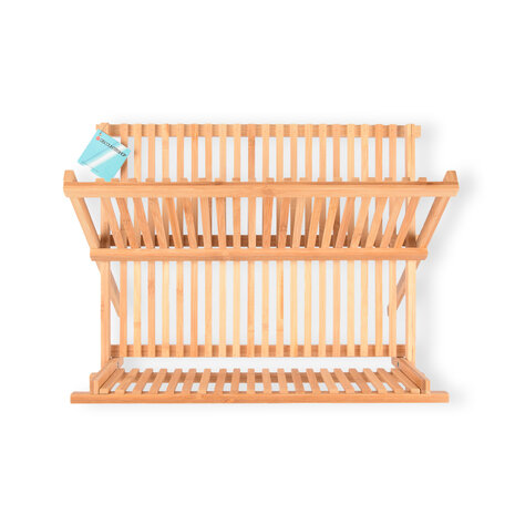 Discountershop Stijlvol Afdruiprekje voor een Georganiseerde Keuken | Opklapbaar - Licht Bruin - Bamboo | 42cm x 26cm x 31cm