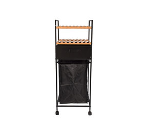 Discountershop Stylish Freestanding Bathroom Rack - Modern Bathroom Storage Rack with Laundry Basket - Towel Racks | Bamboo and Metal | 38x105.50x33 cm Discountershop Stylish Freestanding Bathroom Rack - Modern Bathroom Storage Rack with Laundry Basket - Towel Racks | Bamboo and Metal | 38x105.50x33 cm