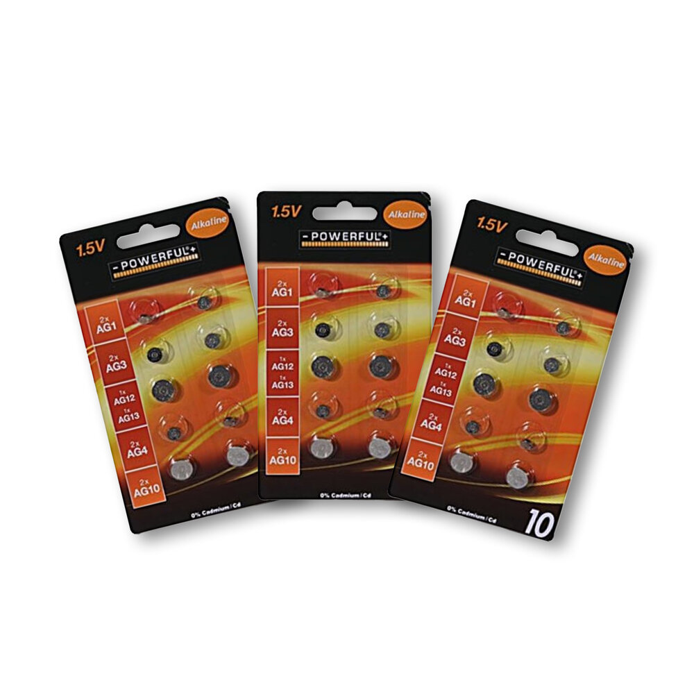 Merkloos Complete Collection of 30 High Quality Silver Button Cells and Batteries - Alkaline and Lithium, 1.5V Voltage - Contains AG1, AG3, AG12, AG13, AG4 and AG10. Merkloos Complete Collection of 30 High Quality Silver Button Cells and Batteries - Alkaline and Lithium, 1.5V Voltage - Contains AG1, AG3, AG12, AG13, AG4 and AG10.