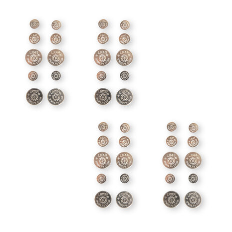 Merkloos Hoogwaardige 40 stuks Knoopcellen en Batterijen - Alkaline en Lithium met Zilveren Kleur en 1.5V Voltage - inclusief AG1, AG3, AG12, AG13, AG4 en AG10 Merkloos Hoogwaardige 40 stuks Knoopcellen en Batterijen - Alkaline en Lithium met Zilveren Kleur en 1.5V Voltage - inclusief AG1, AG3, AG12, AG13, AG4 en AG10