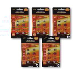 Merkloos 50-Piece Collection of High-Quality Button Cells and Batteries - Silver-colored, 1.5V Voltage - Including AG1, AG3, AG12, AG13, AG4 and AG10. Merkloos 50-Piece Collection of High-Quality Button Cells and Batteries - Silver-colored, 1.5V Voltage - Including AG1, AG3, AG12, AG13, AG4 and AG10.