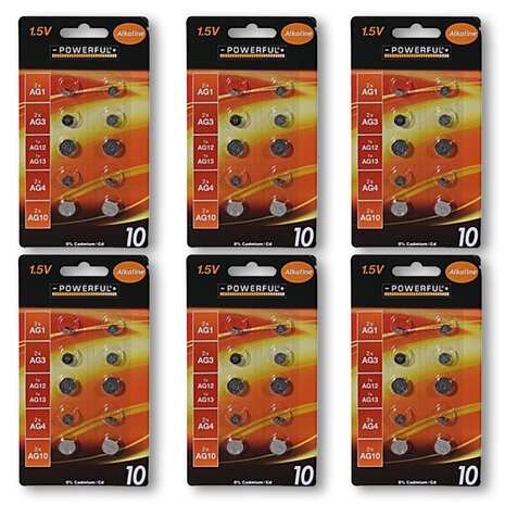 Merkloos Complete Set van 60 Hoogwaardige Zilveren Knoopcellen en Batterijen - Alkaline en Lithium, 1.5V - Bevat AG1, AG3, AG12, AG13, AG4 en AG10. Merkloos Complete Set van 60 Hoogwaardige Zilveren Knoopcellen en Batterijen - Alkaline en Lithium, 1.5V - Bevat AG1, AG3, AG12, AG13, AG4 en AG10.