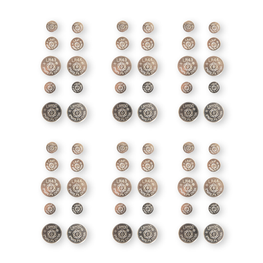 Merkloos Complete Set of 60 High Quality Silver Button Cells and Batteries - Alkaline and Lithium, 1.5V - Contains AG1, AG3, AG12, AG13, AG4 and AG10. Merkloos Complete Set of 60 High Quality Silver Button Cells and Batteries - Alkaline and Lithium, 1.5V - Contains AG1, AG3, AG12, AG13, AG4 and AG10.