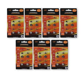 Merkloos Set of 70 High Quality Button Cells and Batteries - Alkaline and Lithium, Silver, 1.5V, with AG1, AG3, AG12, AG13, AG4 and AG10. Merkloos Set of 70 High Quality Button Cells and Batteries - Alkaline and Lithium, Silver, 1.5V, with AG1, AG3, AG12, AG13, AG4 and AG10.
