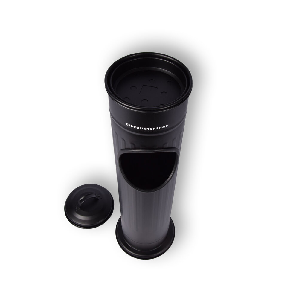 Discountershop Stijlvolle Zwarte Staande Asbakken - Rookaccessoire van RVS - 59L - Set van 1 Discountershop Stijlvolle Zwarte Staande Asbakken - Rookaccessoire van RVS - 59L - Set van 1