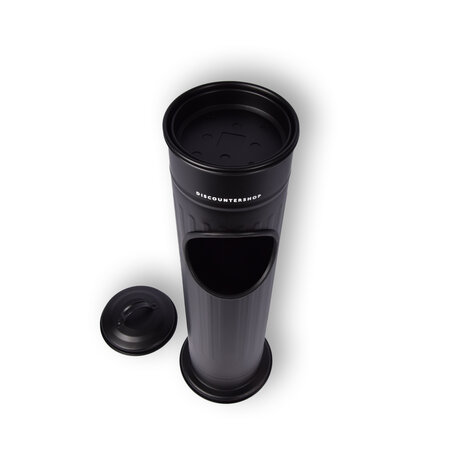 Discountershop Stylish Black Standing Ashtrays - Stainless Steel Smoking Accessory - 59L - Set of 1