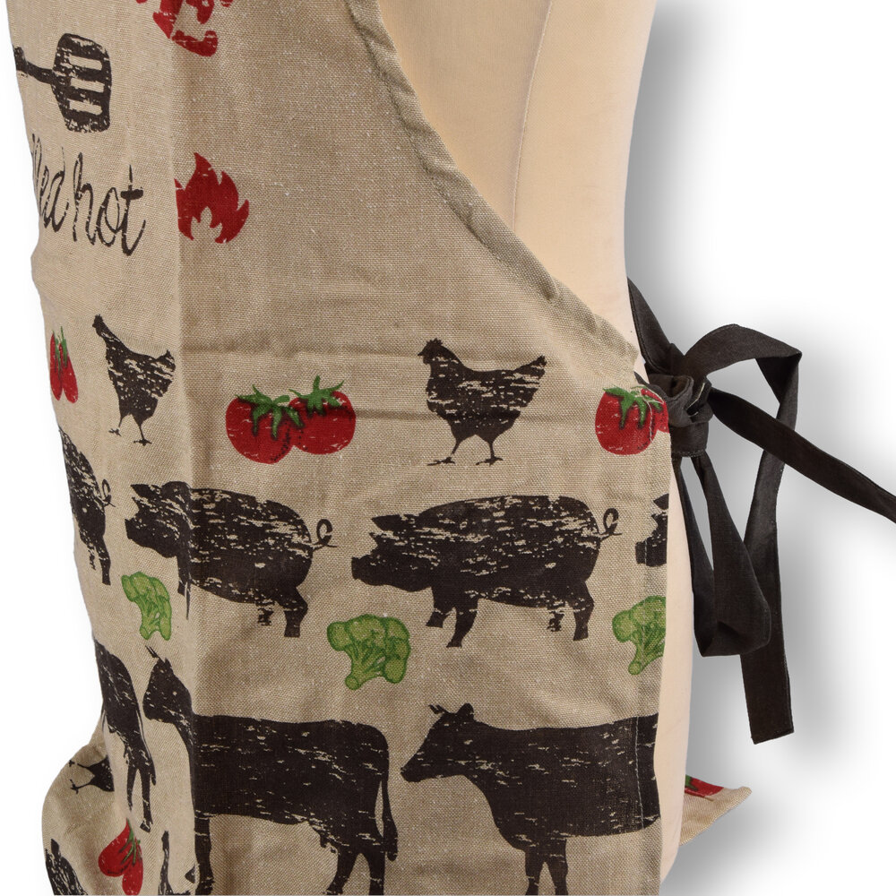 Discountershop Beige Schorten Set - Stijlvol Keukenschort voor Koks: Lichtgewicht 100% Katoenen Bakkersschort - Afmetingen: 115cm x 61cm