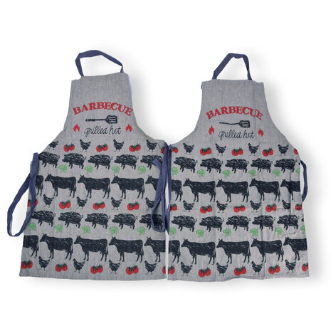 Discountershop Set of 2 Stylish Gray Aprons - Kitchen Aprons for Chefs: Lightweight 100% Cotton Baker's Apron - Dimensions: 115cm x 61cm