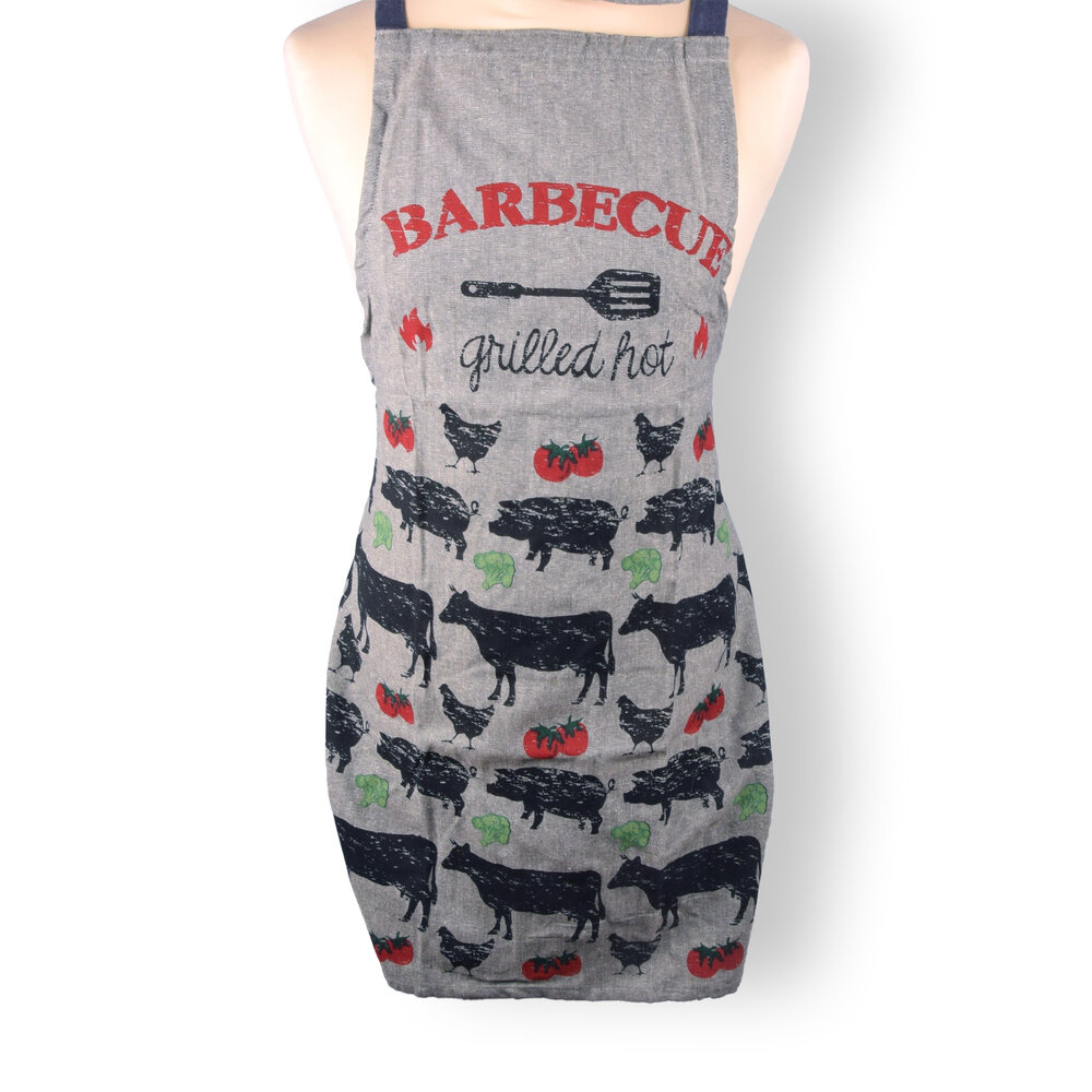 Discountershop 1x Stylish Grey Aprons - Kitchen Apron for Chefs: Lightweight 100% Cotton Baker's Apron - 115cm x 61cm