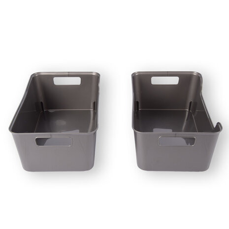 Discountershop 2x Stylish Gray Plastic Storage Baskets | Compact and Lightweight | 1 Liter Content | 17.5x27x11cm Discountershop 2x Stylish Gray Plastic Storage Baskets | Compact and Lightweight | 1 Liter Content | 17.5x27x11cm