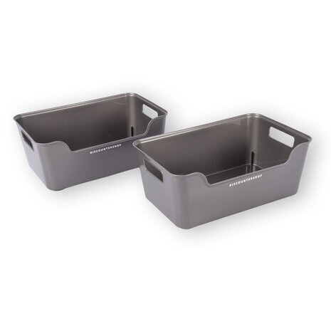 Discountershop 2x Stylish Gray Plastic Storage Baskets | Compact and Lightweight | 1 Liter Content | 17.5x27x11cm Discountershop 2x Stylish Gray Plastic Storage Baskets | Compact and Lightweight | 1 Liter Content | 17.5x27x11cm