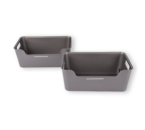 Discountershop 2x Stijlvolle Grijze Opbergmanden van Plastic | Compact en Lichtgewicht | 1 Liter Inhoud | 17,5cm x 27cm x 11cm Discountershop 2x Stijlvolle Grijze Opbergmanden van Plastic | Compact en Lichtgewicht | 1 Liter Inhoud | 17,5cm x 27cm x 11cm