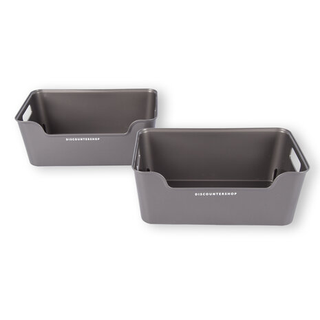 Discountershop 2x Stylish Gray Plastic Storage Baskets | Compact and Lightweight | 1 Liter Content | 17.5x27x11cm Discountershop 2x Stylish Gray Plastic Storage Baskets | Compact and Lightweight | 1 Liter Content | 17.5x27x11cm