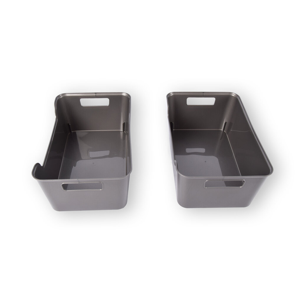 Discountershop 2x Stijlvolle Grijze Opbergmanden van Plastic | Compact en Lichtgewicht | 1 Liter Inhoud | 17,5cm x 27cm x 11cm Discountershop 2x Stijlvolle Grijze Opbergmanden van Plastic | Compact en Lichtgewicht | 1 Liter Inhoud | 17,5cm x 27cm x 11cm