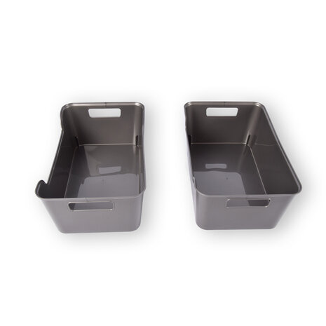 Discountershop 2x Stijlvolle Grijze Opbergmanden van Plastic | Compact en Lichtgewicht | 1 Liter Inhoud | 17,5cm x 27cm x 11cm Discountershop 2x Stijlvolle Grijze Opbergmanden van Plastic | Compact en Lichtgewicht | 1 Liter Inhoud | 17,5cm x 27cm x 11cm